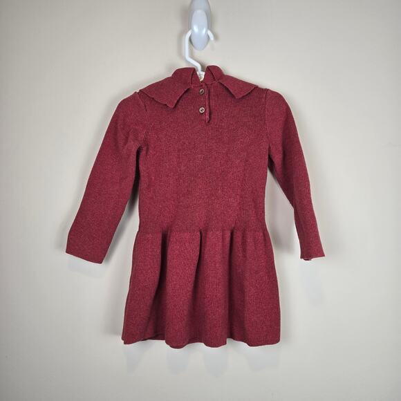 H&M Knit Dress with Bow Collar Red Size 18m Holiday Christmas Sweater - Picture 3 of 3